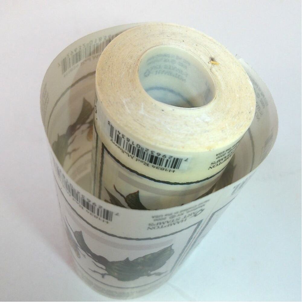 Vintage Hampton Arts Stamps Red Mulberry Sticker Roll New - Picture 4 of 6
